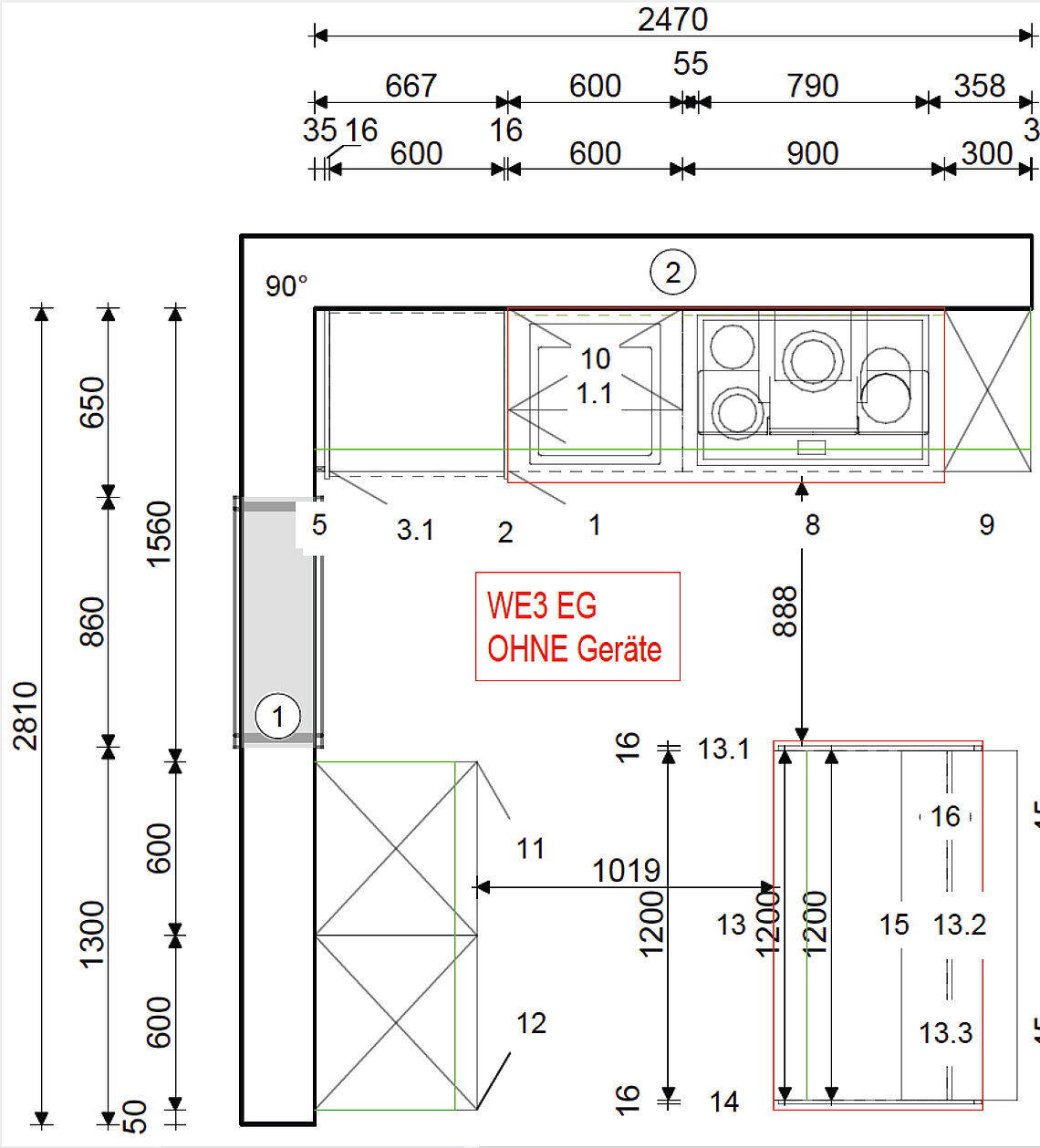 Wohnung 3 Grundriss Küche