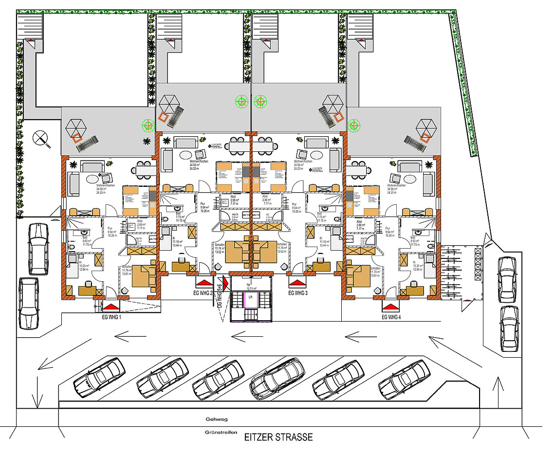 Grundriss Straßenlage
