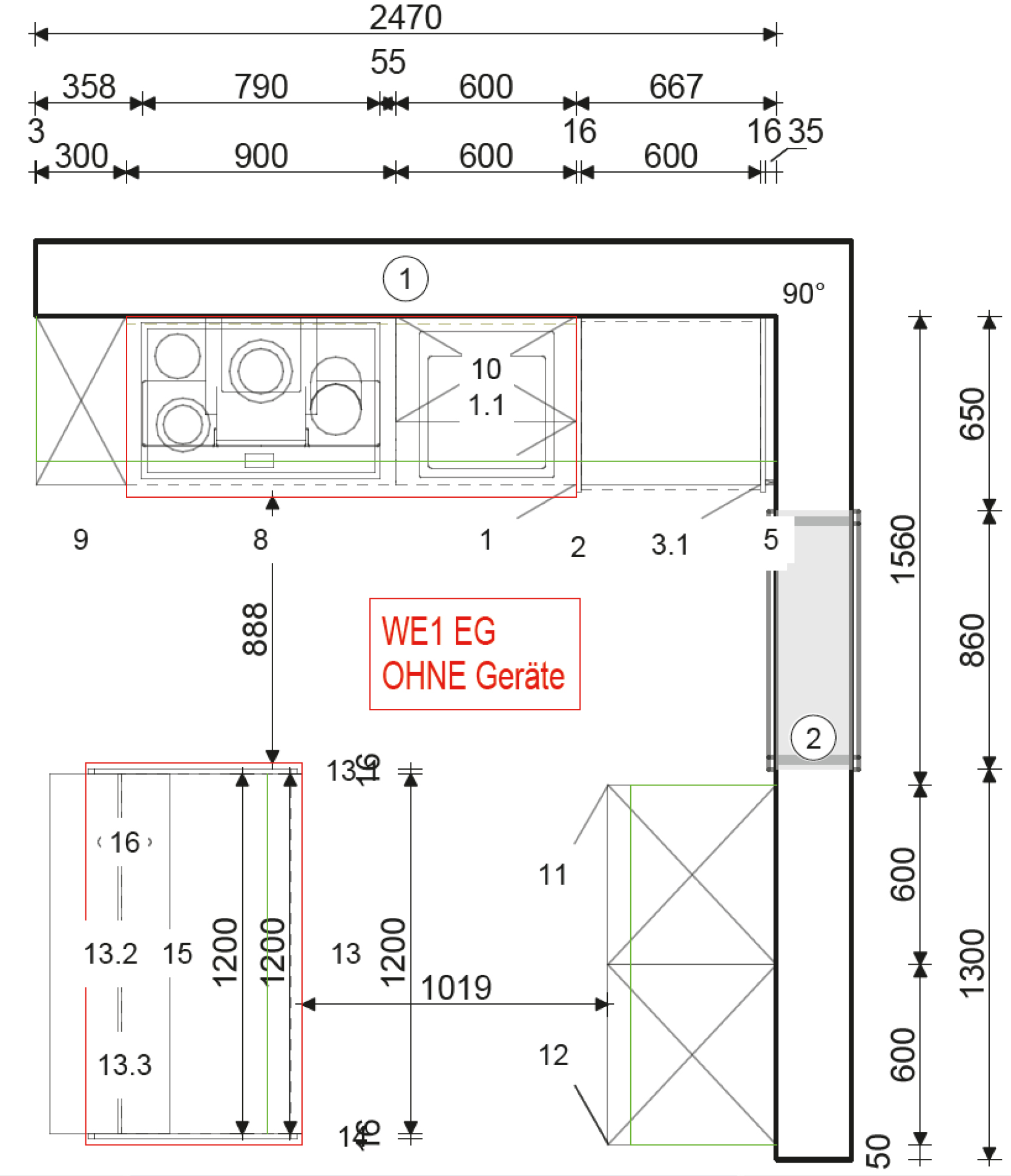 Wohnung 1 Grundriss Küche